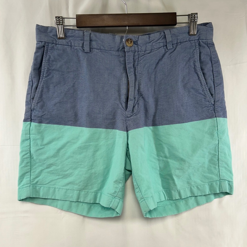 Vineyard Vines‎ Shorts Mens 32 Blue Mint Green Colorblock Cotton 1H0273